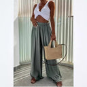 Elegant Women's Palazzo Pants with Stretch Waist and Pockets