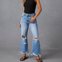 High-Waisted Distressed Flared Jeans for Women