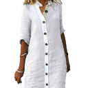 Stylish Women's Linen Dress with Button Details