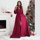 Chic Women's Maxi Dress with Slim Fit and Stylish Belt