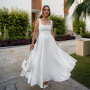 Chic A-Line Maxi Dress with Square Neckline for Women