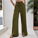 Chic Palazzos with Elastic Waist and Pocket Design