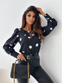 Ruffle Sleeve Blouse with Classic Polka Dot Design