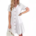 Chic Women's Button-Down Shirt Dress with Flared Skirt