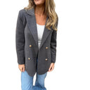 Chic Women's Double-Breasted Blazer with Stylish Button Closure