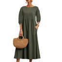 Women's Maxi Dress with Airy Sleeves & Pockets