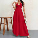 Flowing Maxi Dress with Deep Neckline for Women