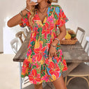 Floral Ruffle Short-Sleeve Women's Dress