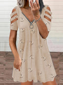 Heart Motif Dress with Side Cut-Outs for Women