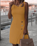 Chic Sheath Dress with Button Accents for Women