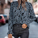 Chic Ruffled Collar Animal Print Blouse