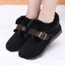 Chic Women's Slippers with Decorative Buckle & Plush Lining