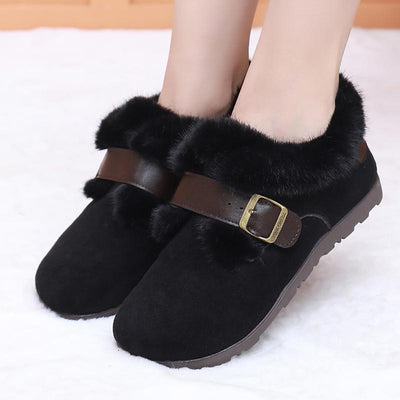 Chic Women's Slippers with Decorative Buckle & Plush Lining