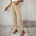 Women's Relaxed Fit Trousers with Elastic Waist and Handy Pockets
