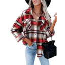 Chic Women's Checkered Blouse with Patch Pockets