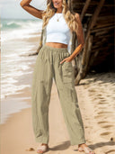 Women's Airy Leisure Pants with Stretchy Waistband and Multi-Purpose Pockets