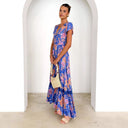 Floral Maxi Dress with Deep V-Neck Design
