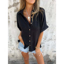 Chic Women's Short Sleeve Blouse with Button Design