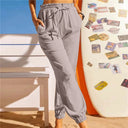 Women's Chic Leisure Pants with Elastic Waist and Pockets