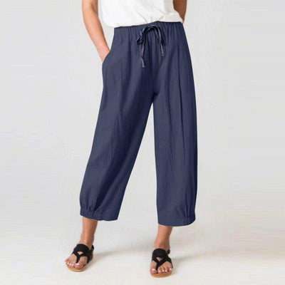 Women's Summer Ankle Pants with Elastic Waistband