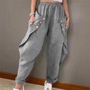 Chic Women's Linen Pants with Stylish Button Accents