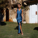 Chic Maxi Dress with Wrap Top & Side Slit