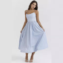 Chic Maxi Dress with Slim Straps and Flowing Skirt