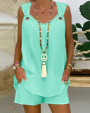 Open Shoulder Women's Summer Dress with Decorative Loops
