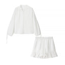 Women's Ruffled Hem Blouse Set – Stylish and Chic