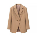 Chic Oversized Blazer with Double-Breasted Style and Ample Pockets