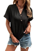 Women's V-Neck Button Placket Tee