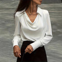 Chic Blouse with Flowing Neckline & Long Sleeves