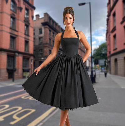 Off-Shoulder A-Line Cocktail Dress with Flared Skirt