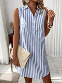 Chic Short Sleeve Striped Blouse for Women