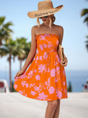 Floral Ruffle Summer Dress for Women with Elastic Waist