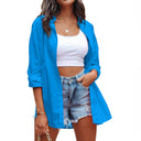 Women's Long Sleeve Linen Blouse with Button Detail