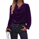 Chic Viscose Blouse with Waterfall Neckline for Women