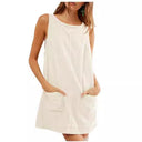 Jersey Dress with Pockets and Round Neck for Women