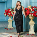 Chic Evening Dress with Deep V-Neck & High Slit