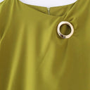 Stylish Ruffle Jersey Dress with Chic Jewelry Accent