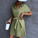 Chic Women's Shirt Dress with Belted Waist