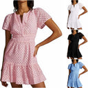 Chic Women's Cotton Lace-Trimmed Dress