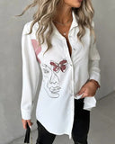 Unique Graphic Print Women's Artistic Blouse