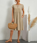 Chic Linen Dress with Pockets for Women
