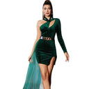 Chic Mini Dress with Sheer Overlay and Slit