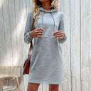 Women's Hooded Dress with Kangaroo Pocket & Contrast Accents