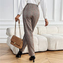 Stylish Women's High-Waist Check Carrot Pants