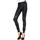 Women's Chic Leggings with Transparent Inserts and Knotted Accents