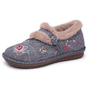 Floral Embroidered Women's Cozy Slippers
