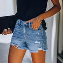 Trendy Women's High-Waisted Distressed Denim Shorts